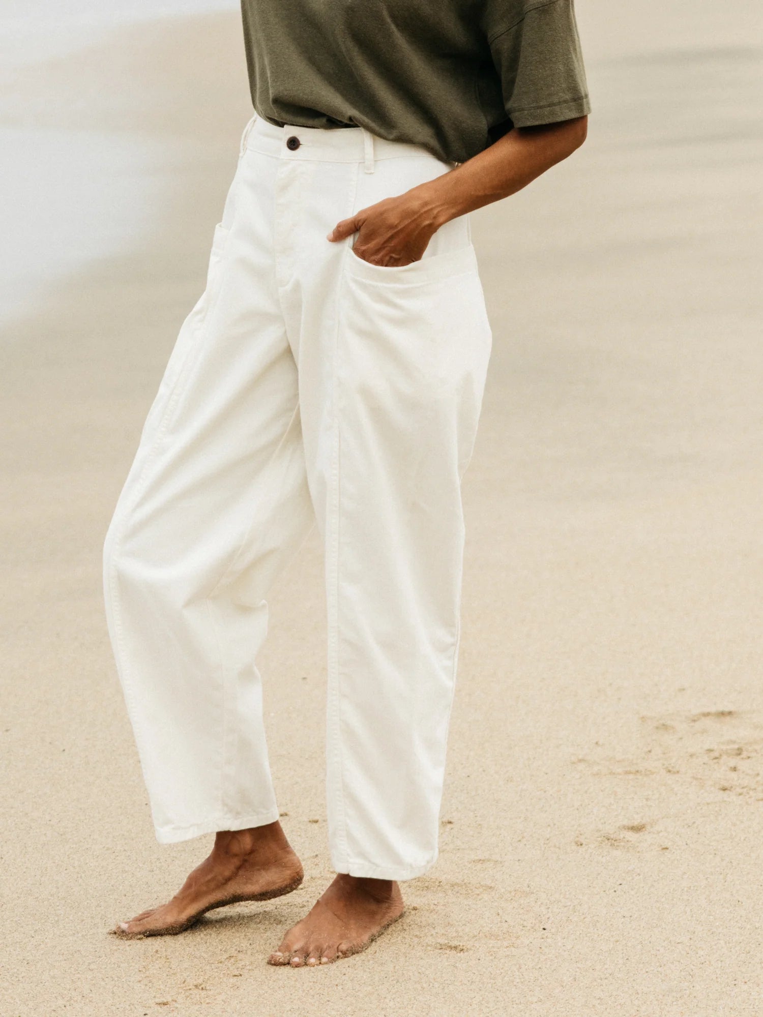 Women's Croft Workwear Barrel Pant - Ecru