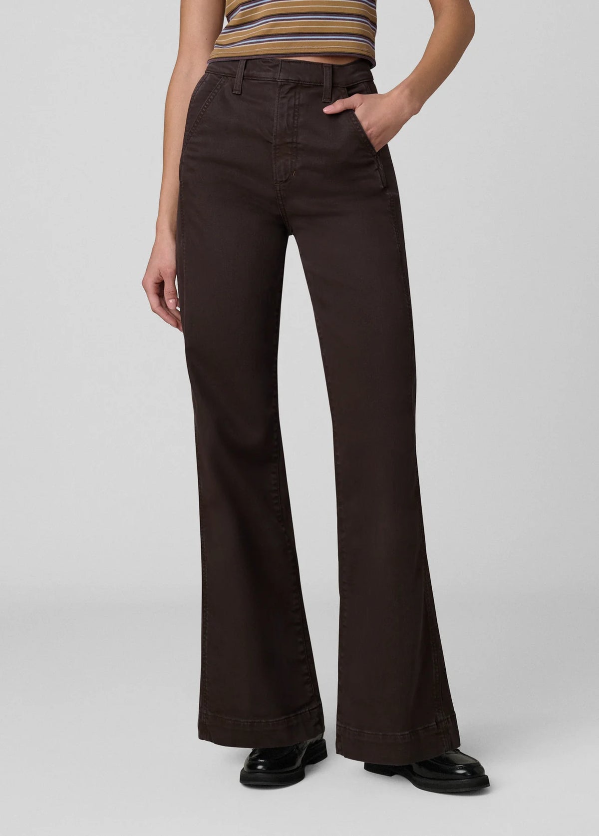 The Mia Paneled Trouser - High Rise Wide Leg - Coffee Bean