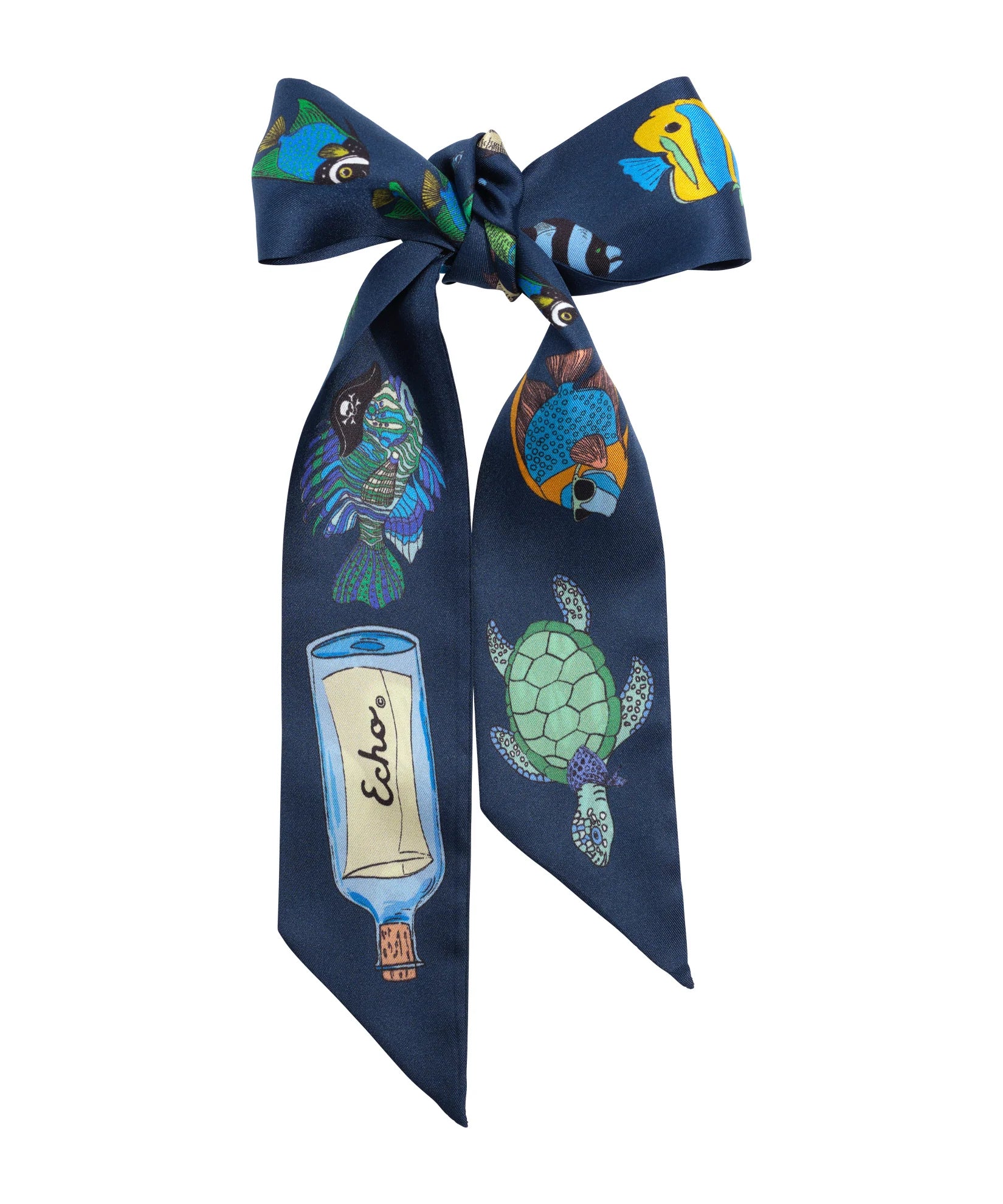 Lost At Sea Silk Ribbon Scarf - Navy