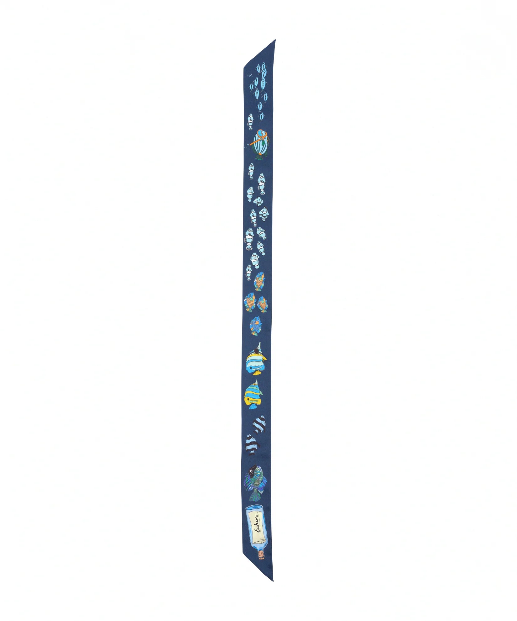 Lost At Sea Silk Ribbon Scarf - Navy