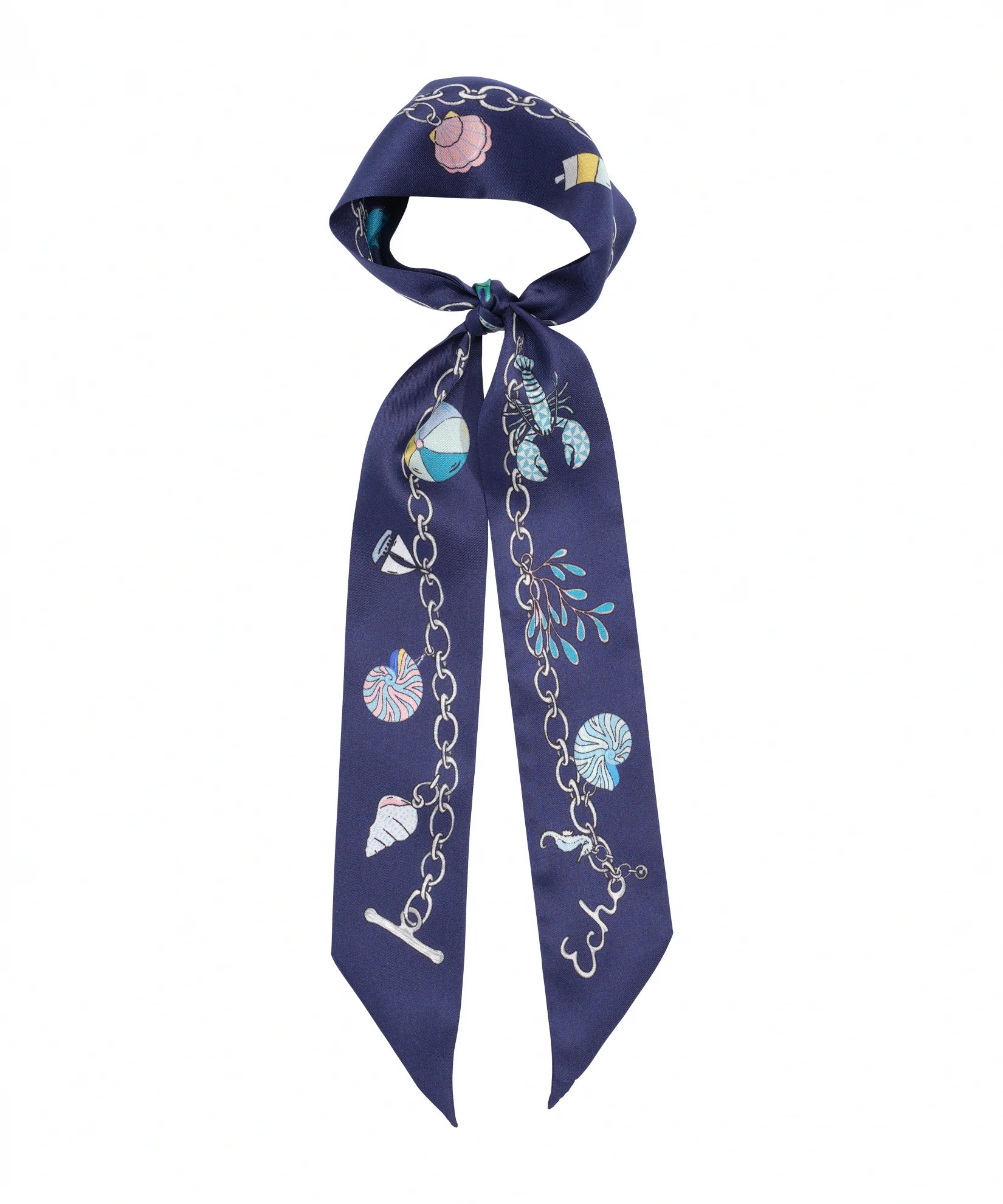 Charmed Life Silk Ribbon Scarf - Navy