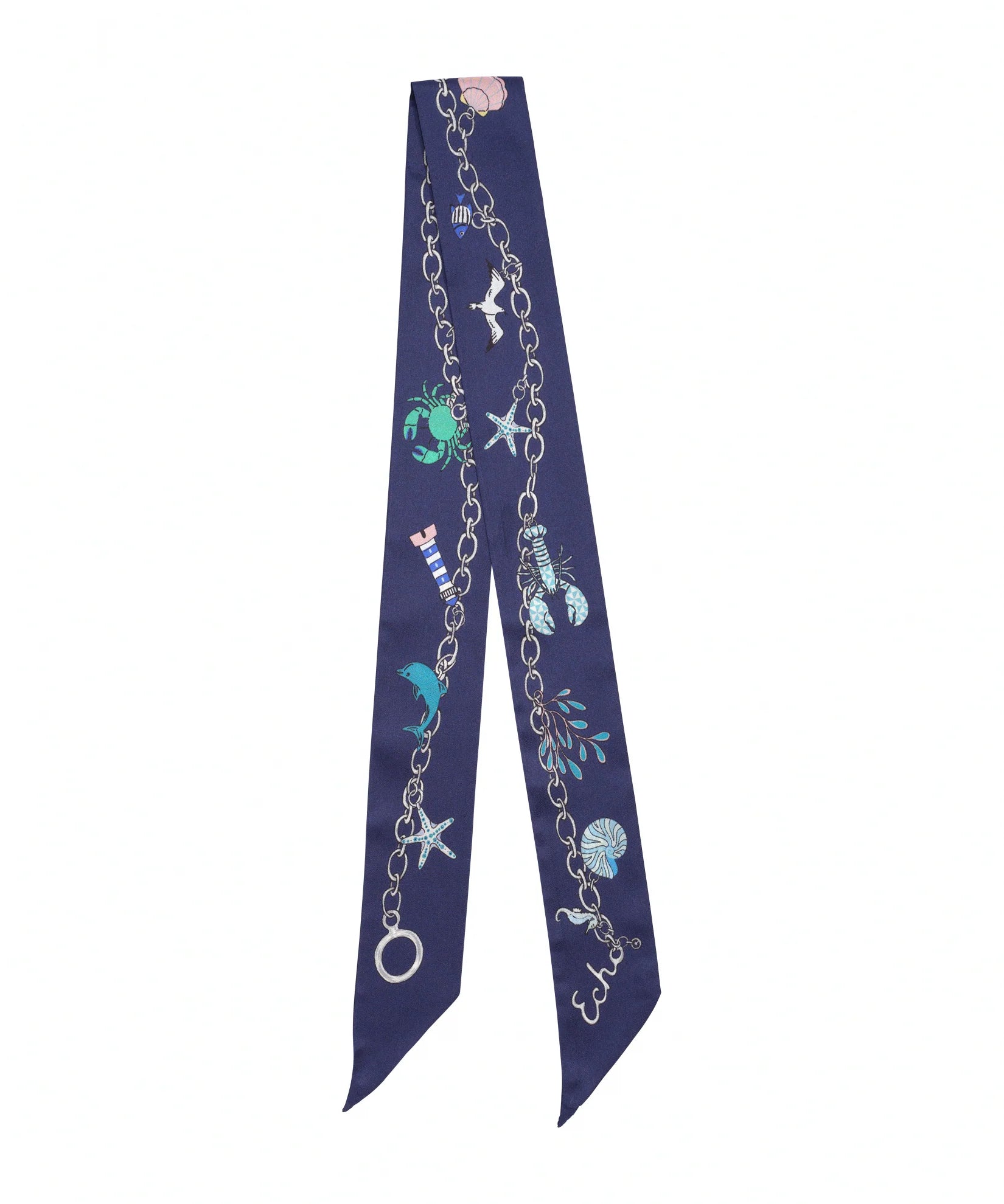 Charmed Life Silk Ribbon Scarf - Navy