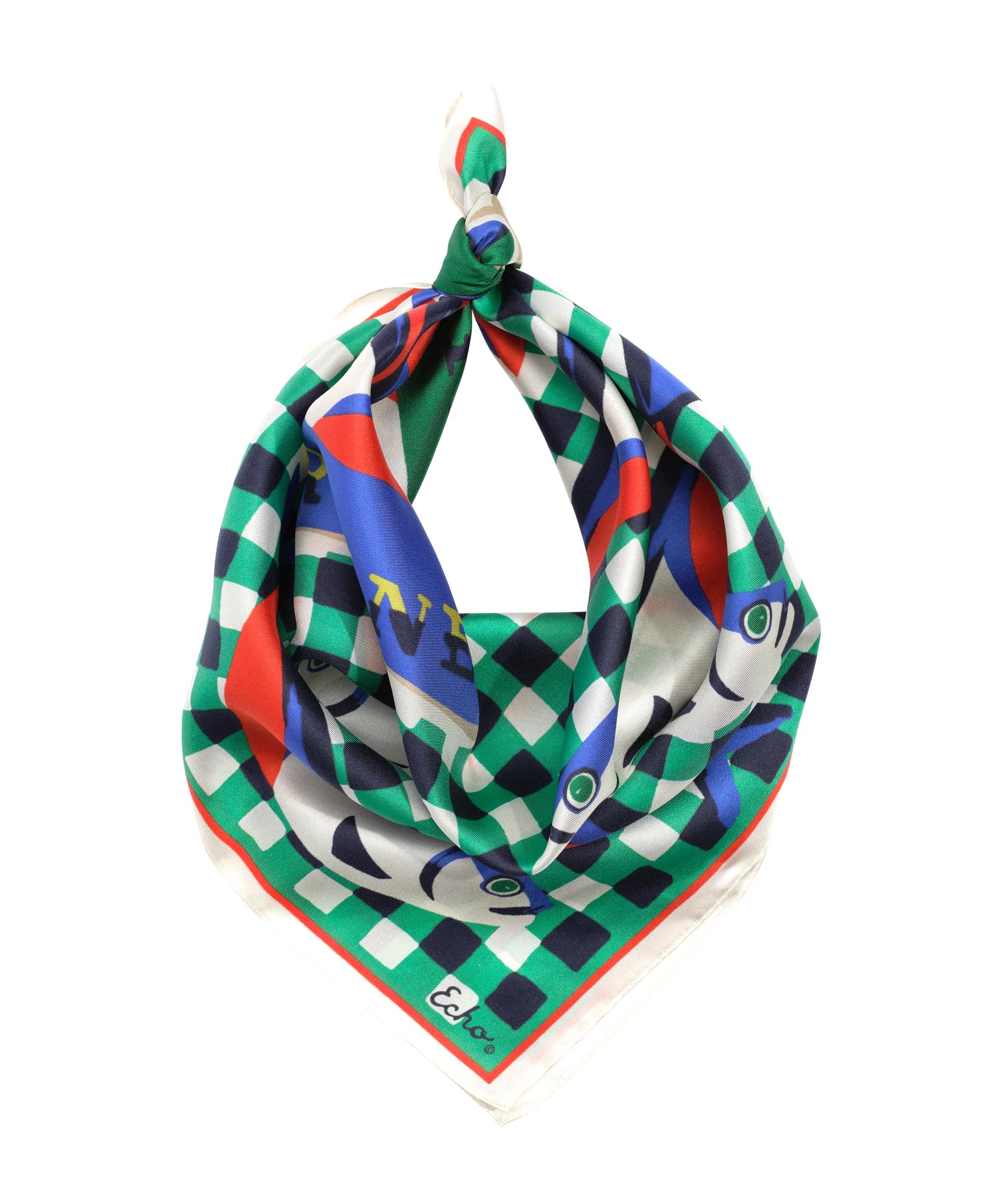 Tinned Fish Silk Bandana - Leaf Green