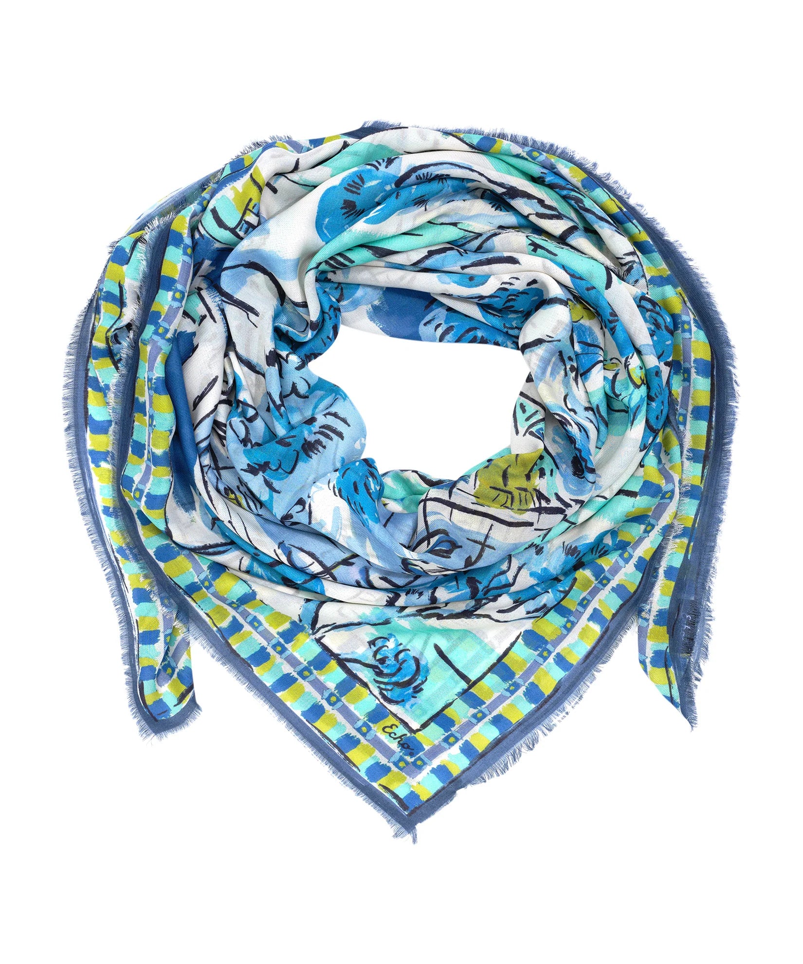Riviera Oversized Square Scarf - Chambray