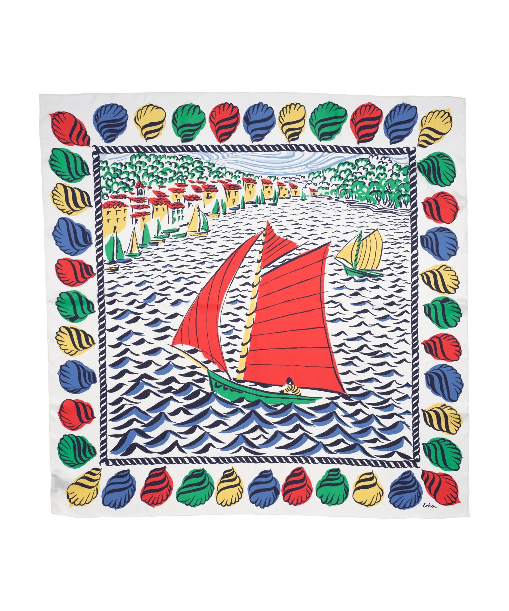 Sail Away 35" Silk Square Scarf - Multi