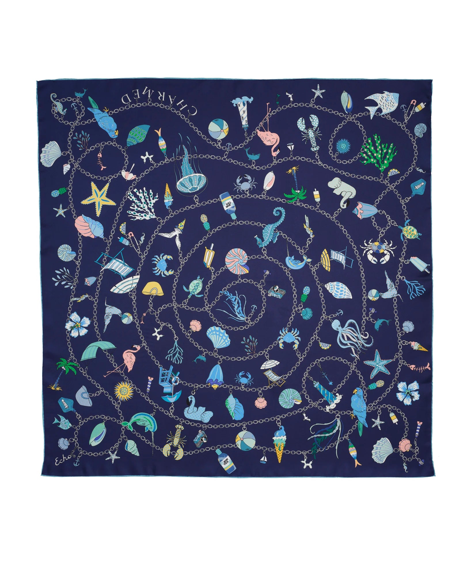 Charmed Life 35" Silk Square Scarf - Navy