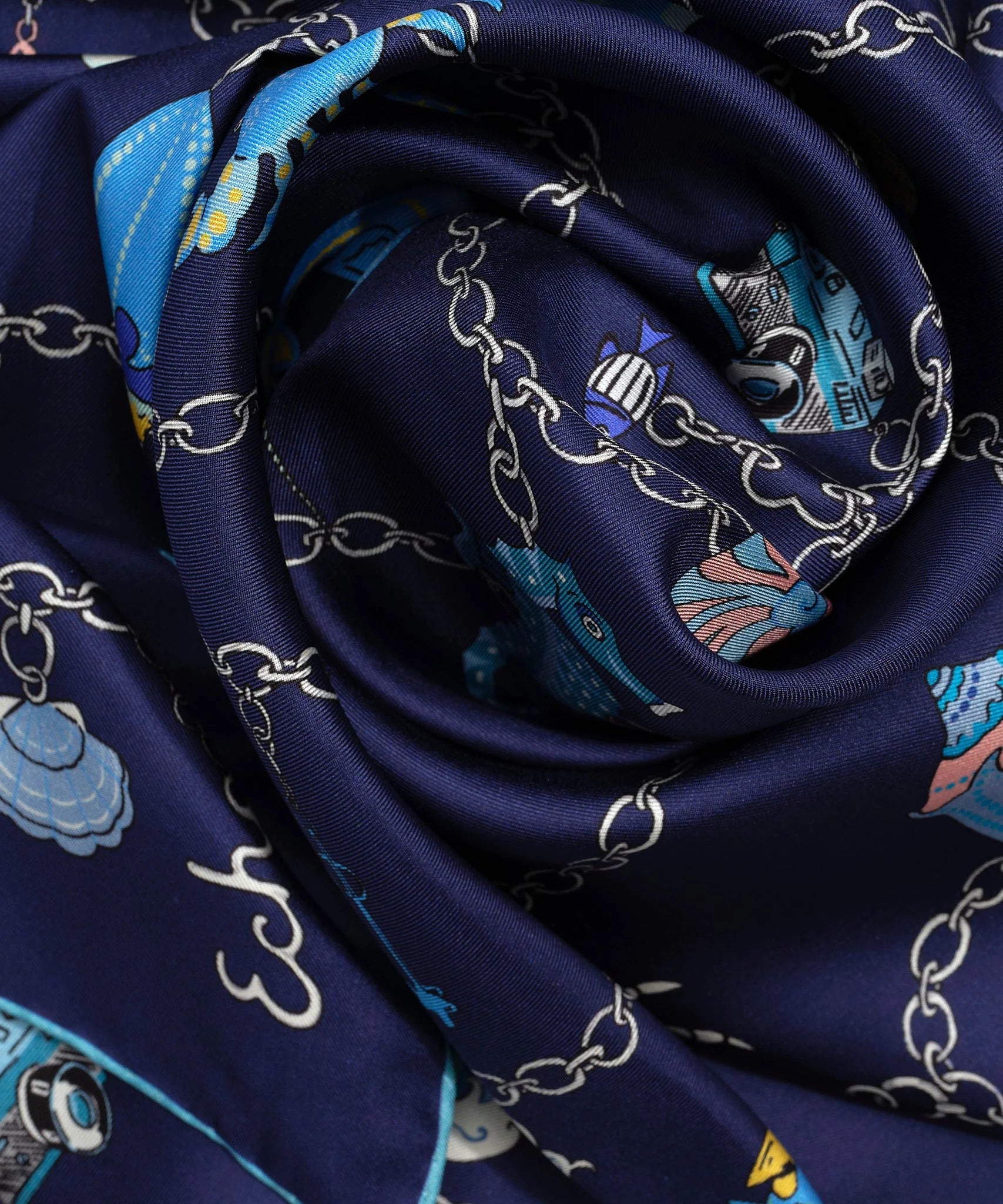 Charmed Life 35" Silk Square Scarf - Navy