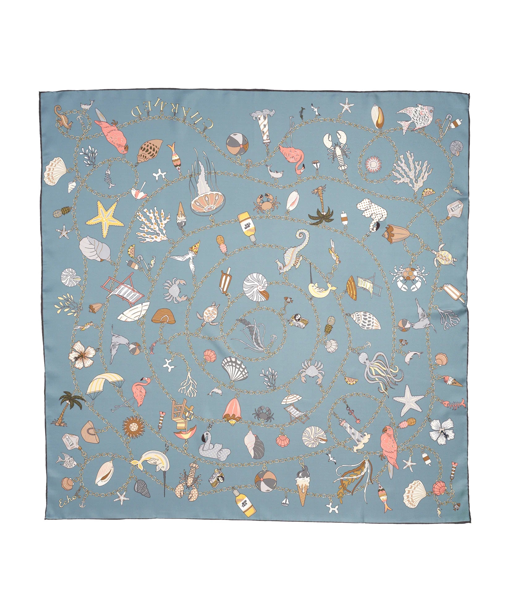 Charmed Life 35" Silk Square Scarf - Blue Shadow