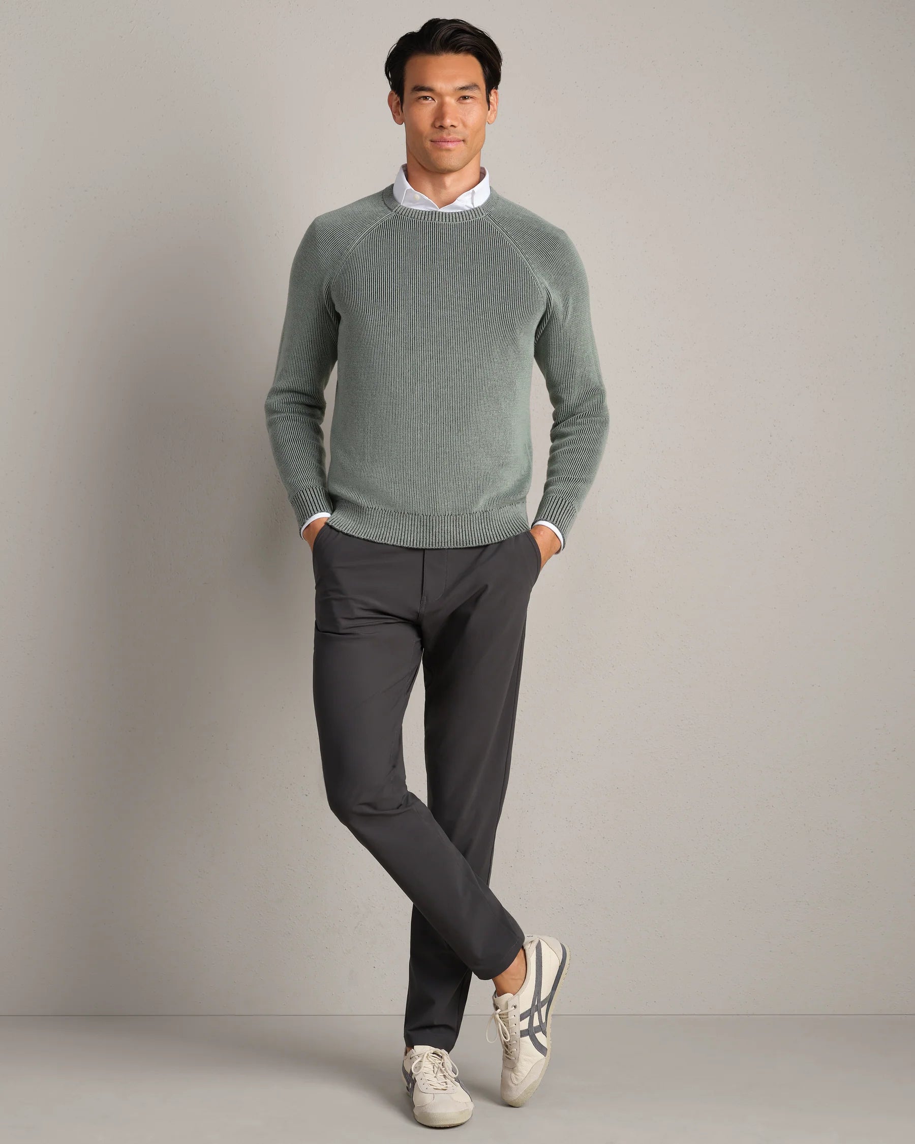Rib Crewneck Sweater - Pine Gray
