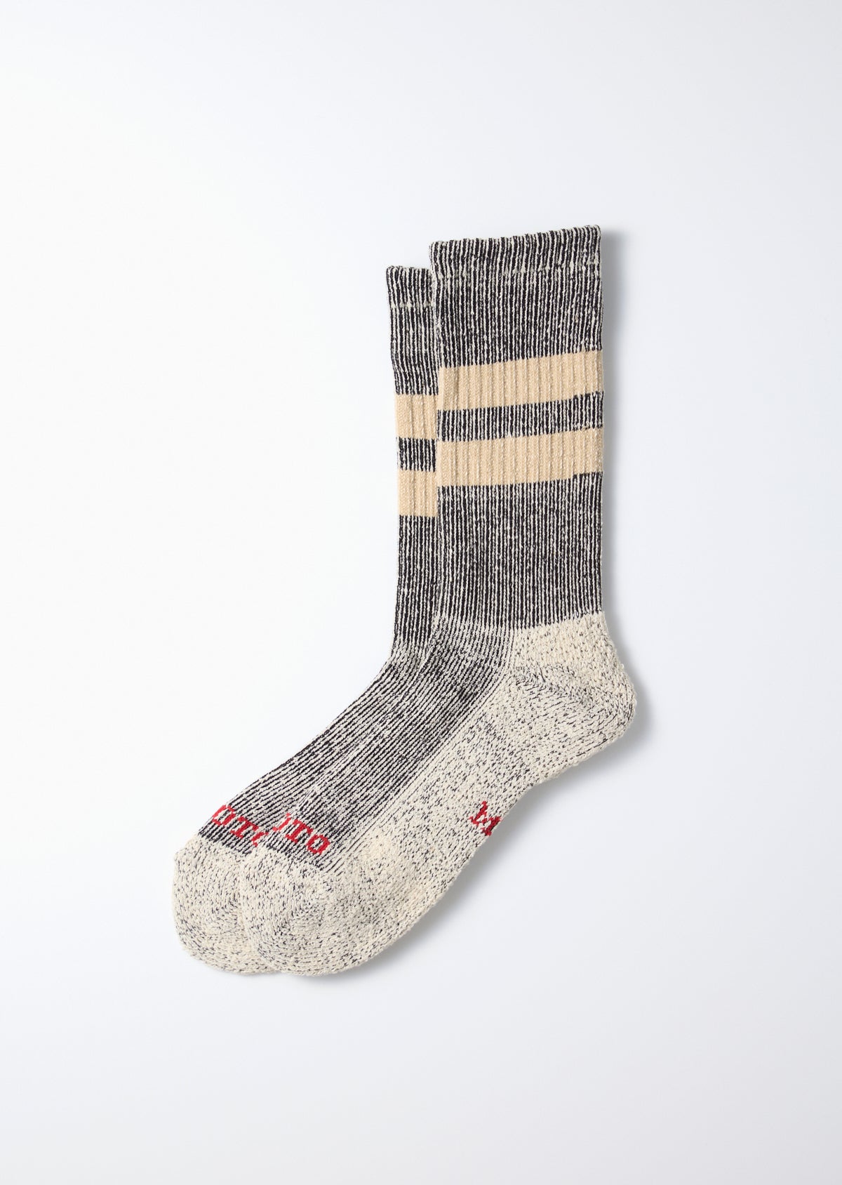 Pile Stripe Marl Socks - Black/Beige
