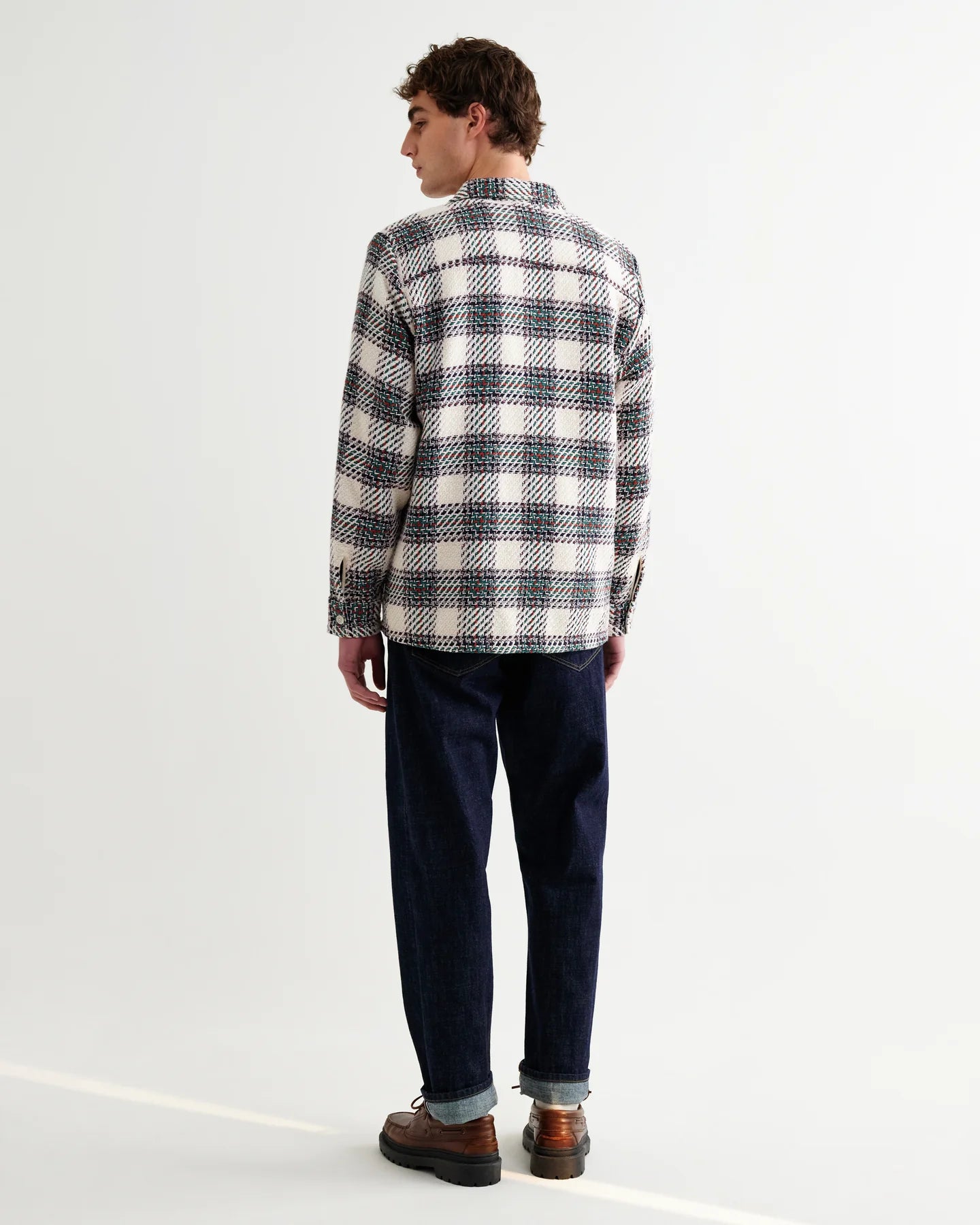Whiting - Ecru And Green Hutton Check Overshirt