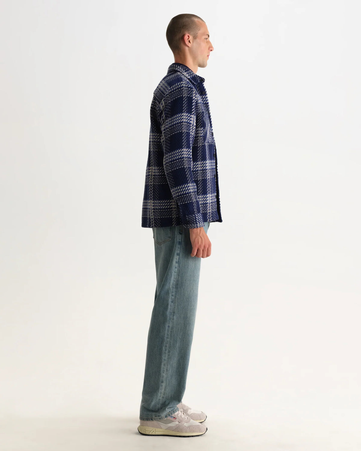 Whiting - Navy And Ecru Plaid Weave Check Overshirt