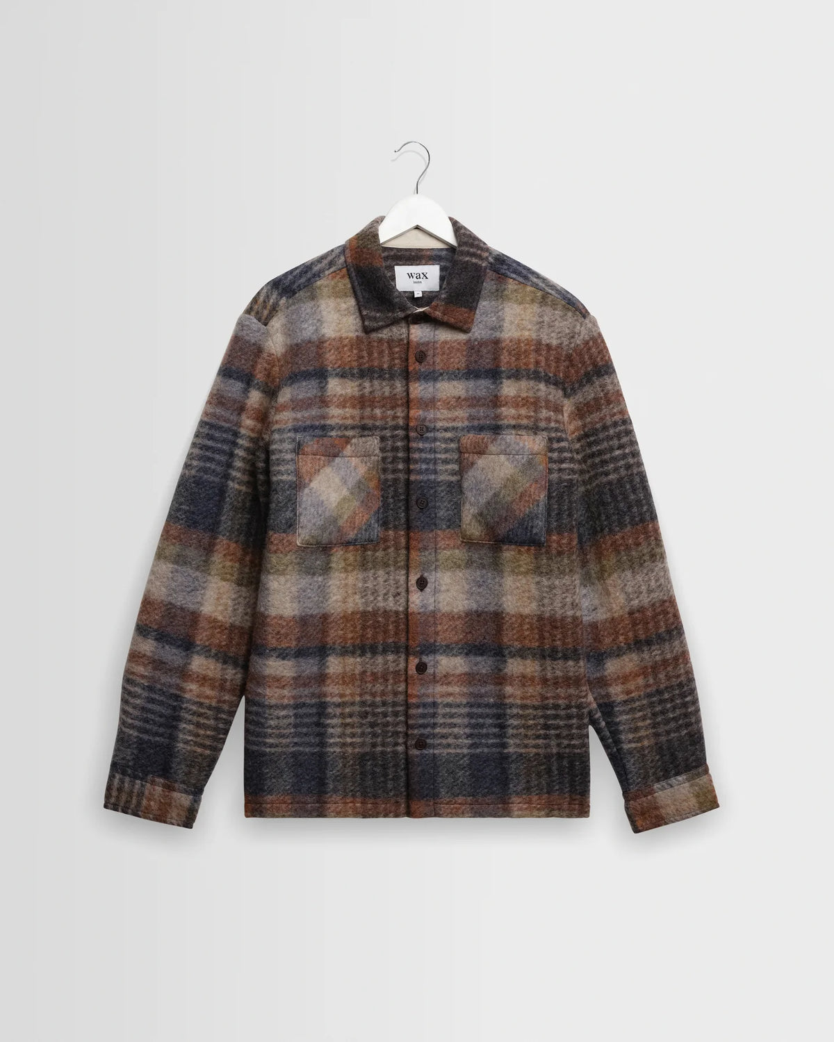 Whiting - Oatmeal And Multicolour Check Wool Blend Overshirt