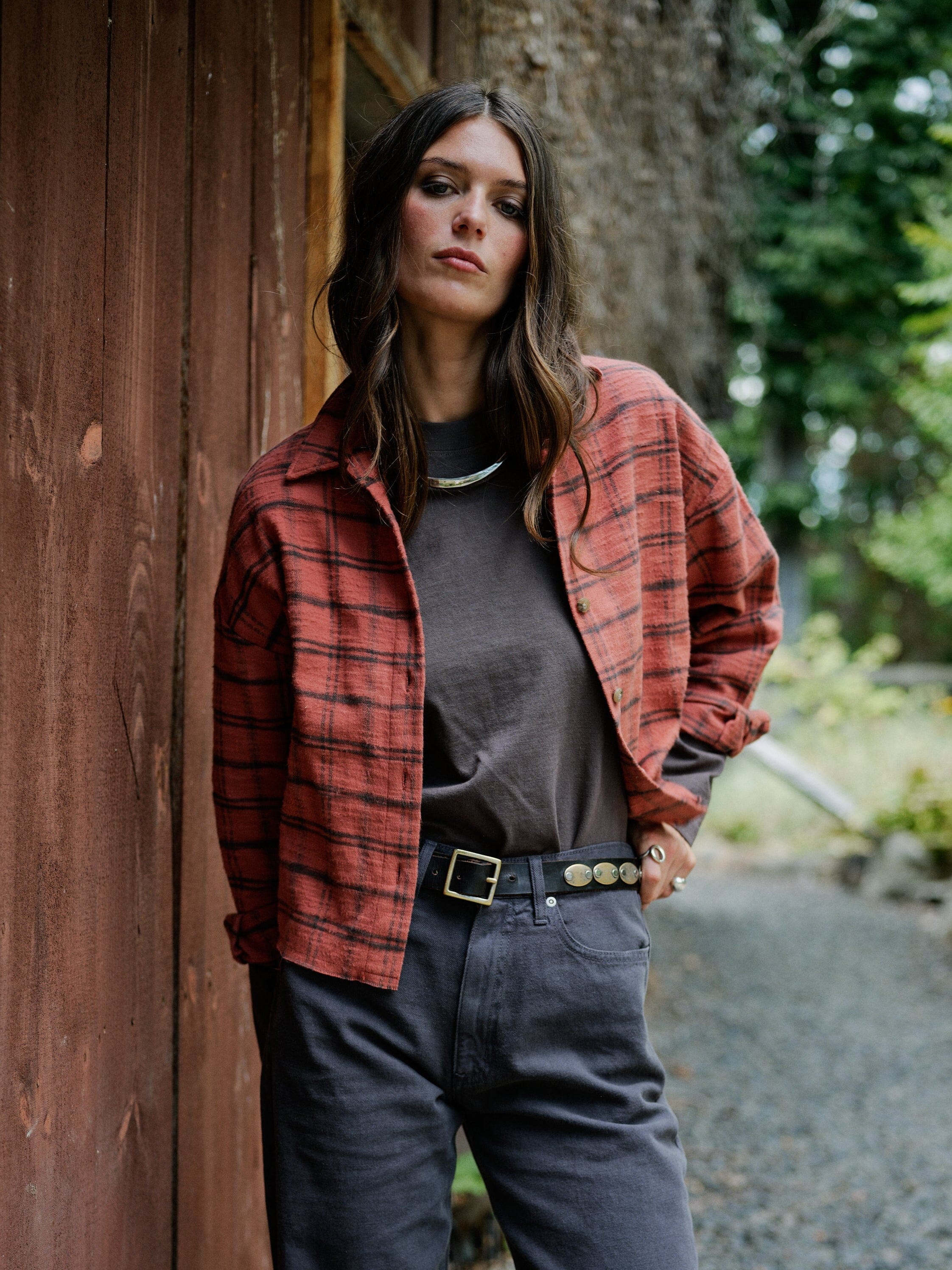 Women's Remi Cropped Shirt in Organic Cotton Flannel