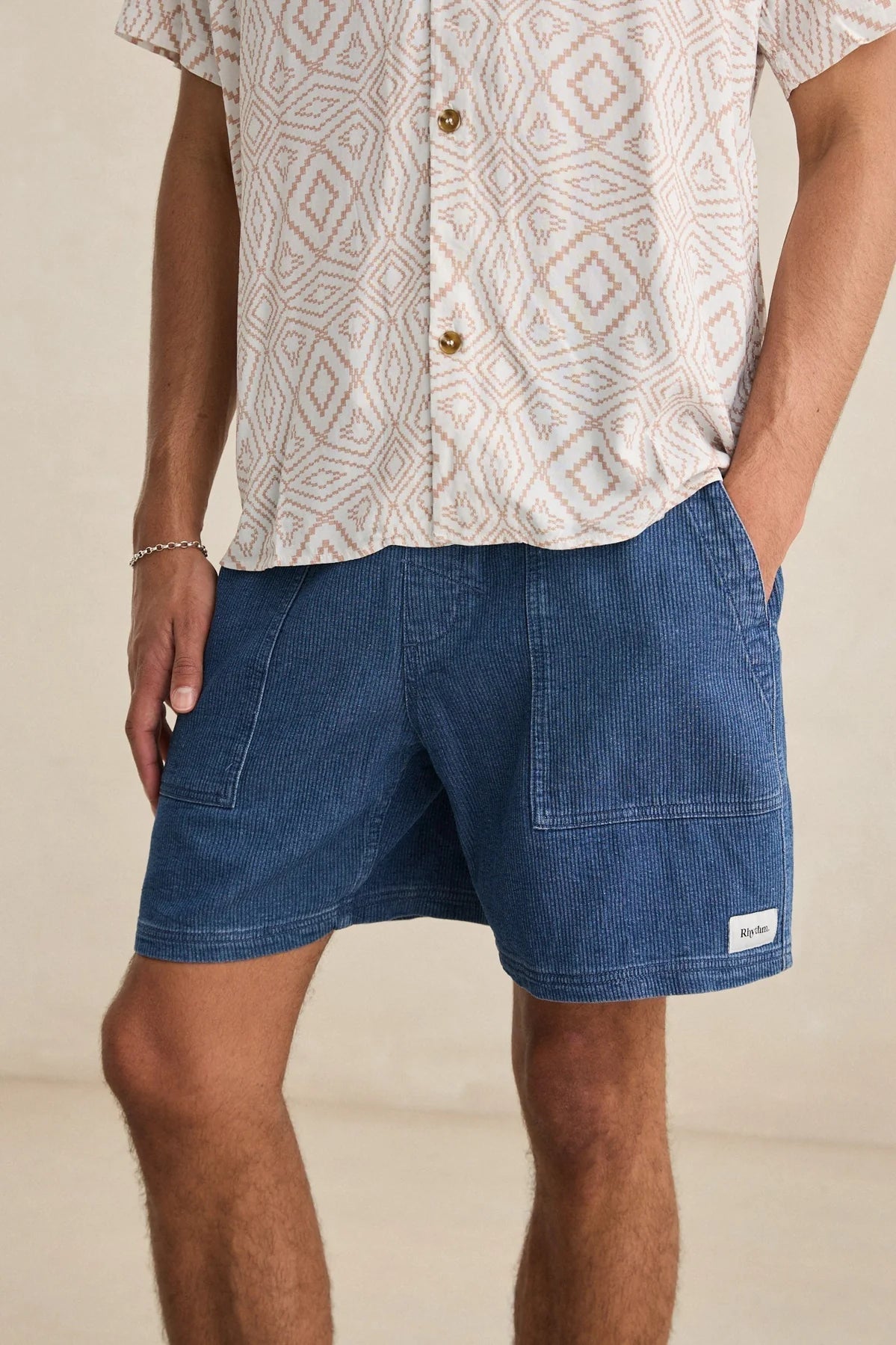 Textured Wale Short - Washed Indigo