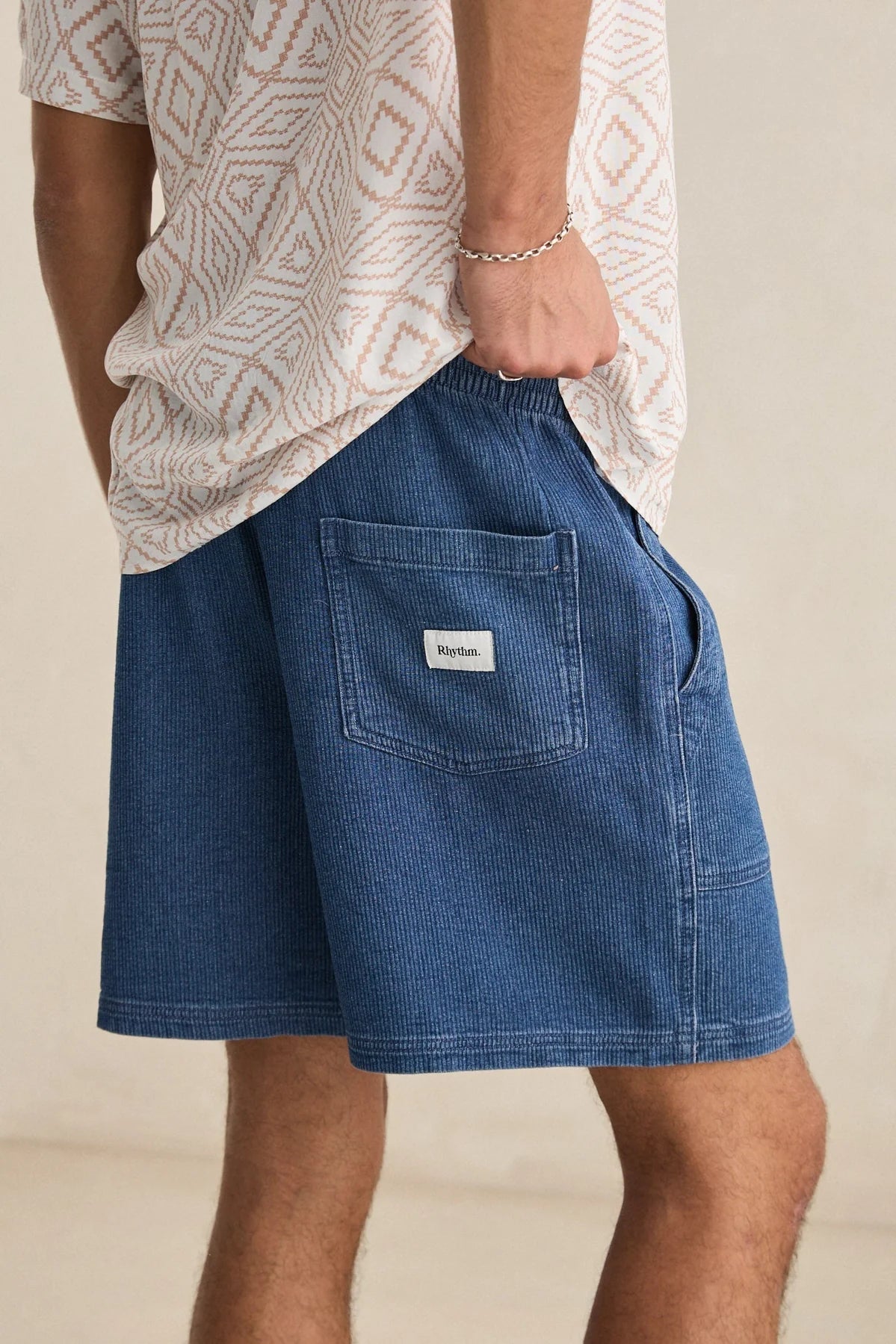 Textured Wale Short - Washed Indigo
