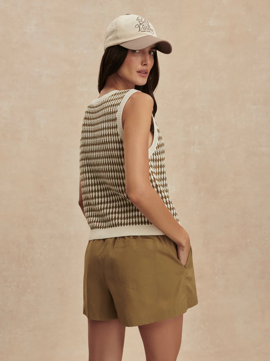 Aura Knit Top - Egret/Golden Olive