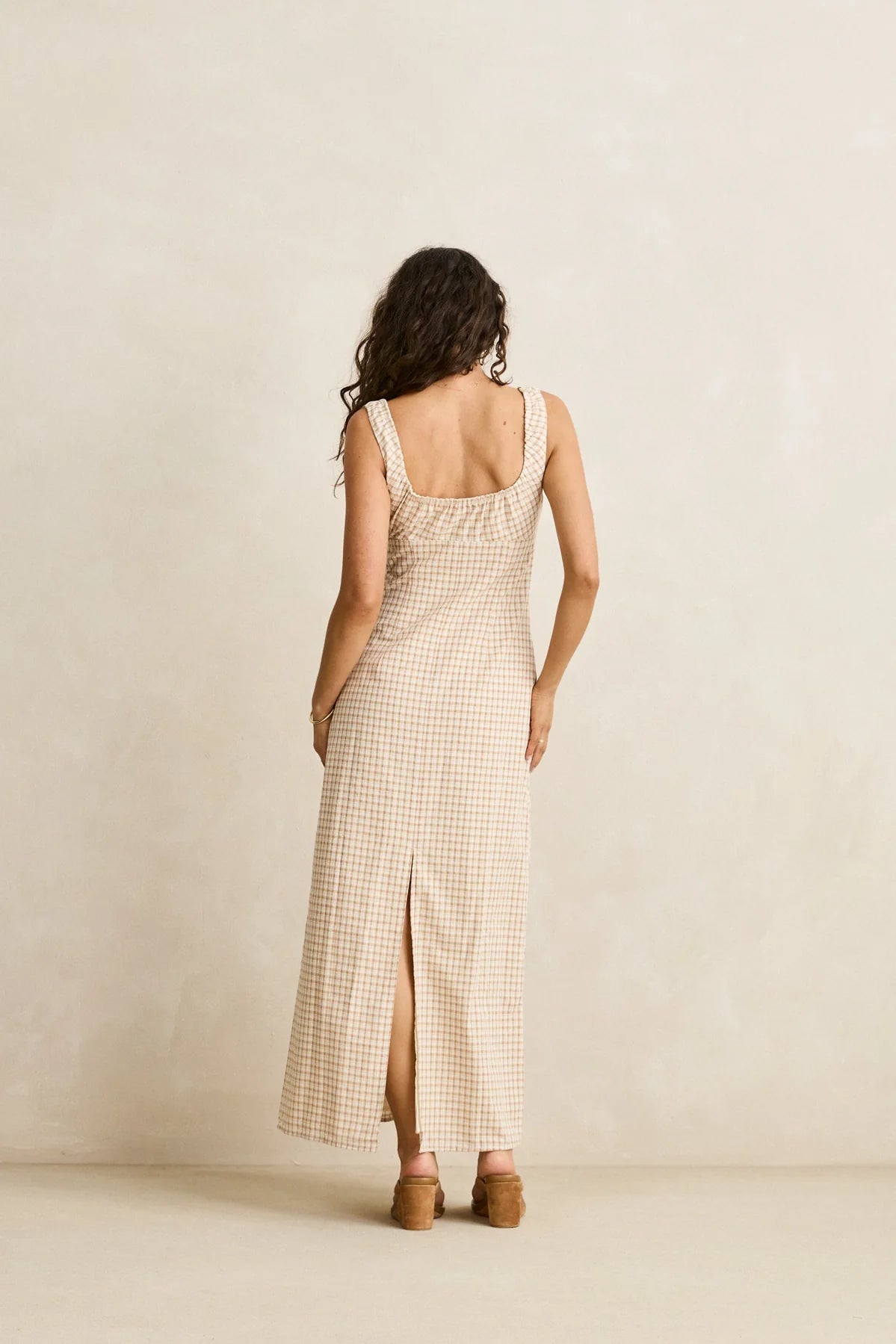 London Check Maxi Dress - Natural