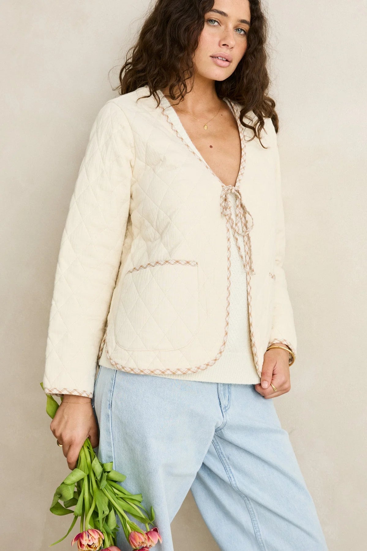 London Reversible Quilted Jacket - Vintage White