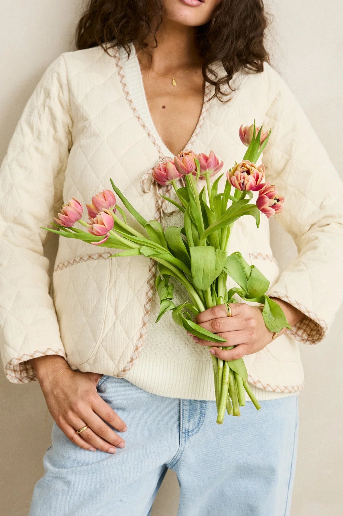 London Reversible Quilted Jacket - Vintage White