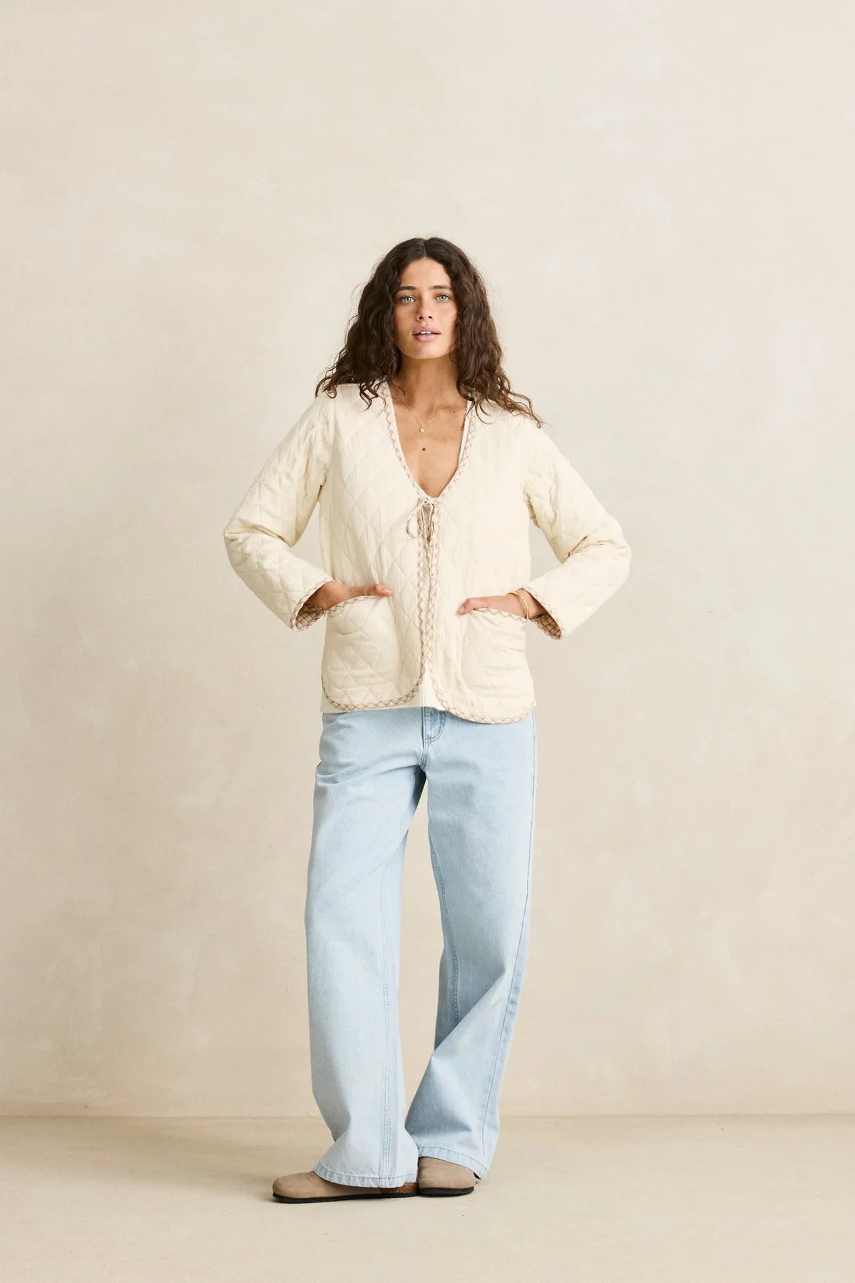 London Reversible Quilted Jacket - Vintage White
