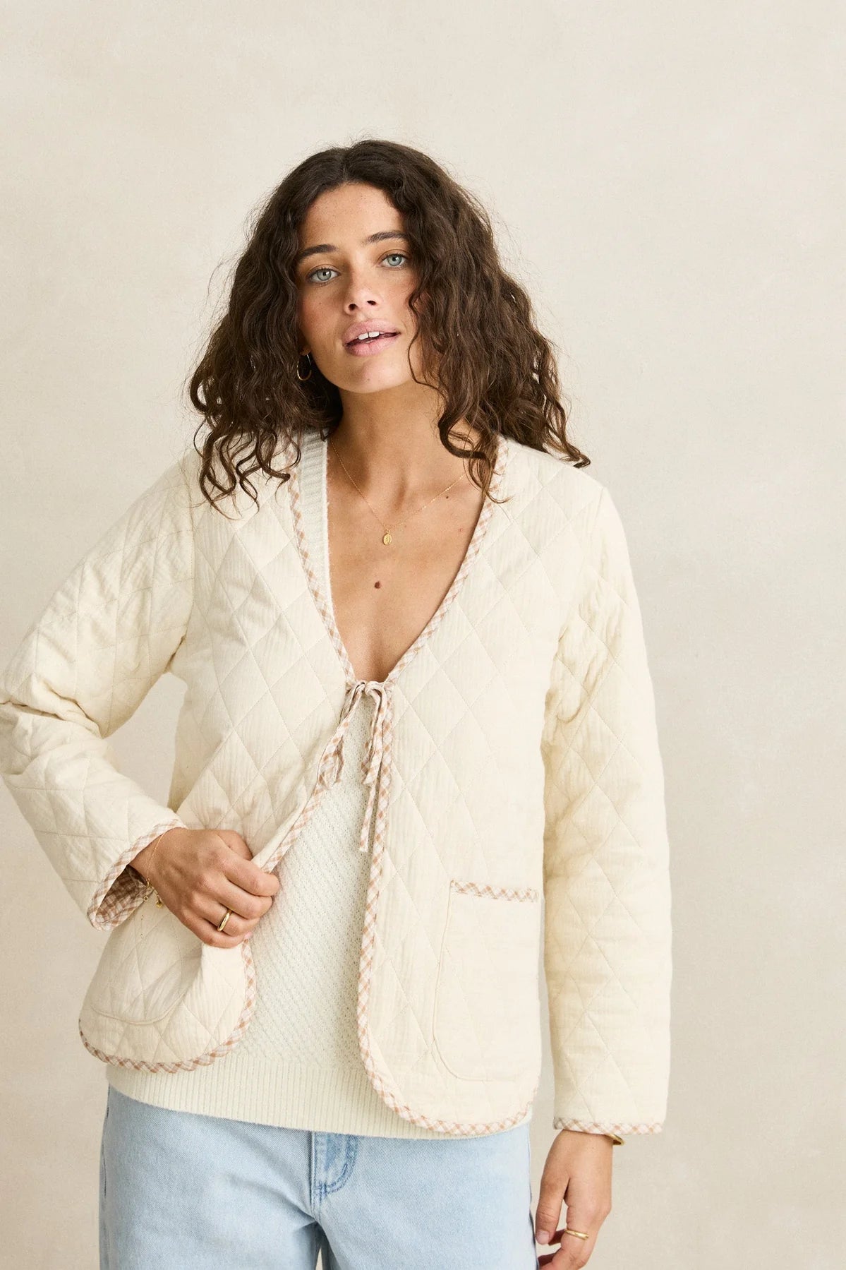 London Reversible Quilted Jacket - Vintage White