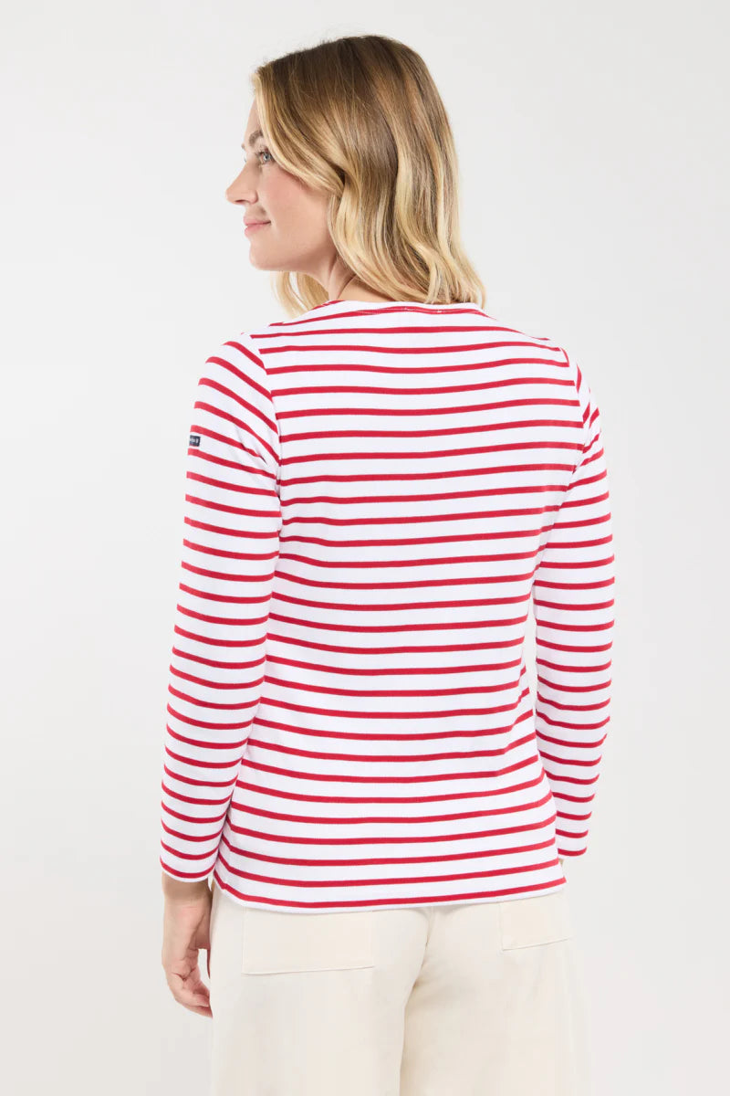 Breton Striped Shirt - Thick Cotton - Blanc/Braise