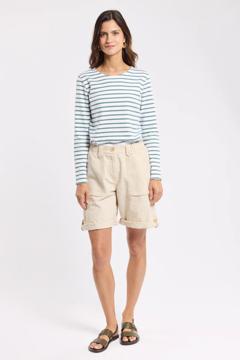 “Lesconil” Striped Shirt - Thick Cotton - Blanc/Silver Pine