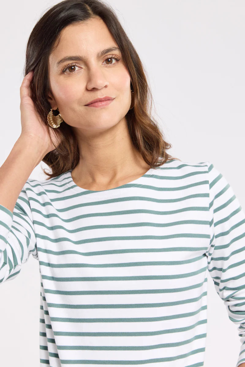 “Lesconil” Striped Shirt - Thick Cotton - Blanc/Silver Pine