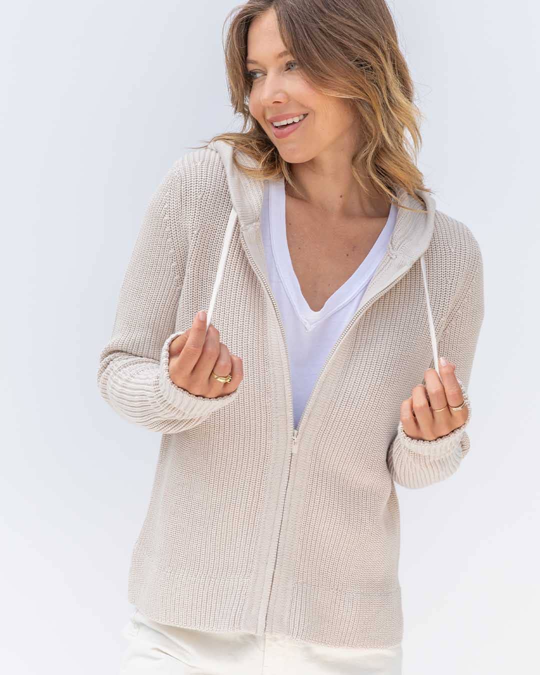 Cotton Fisherman Hoodie - Oatmeal