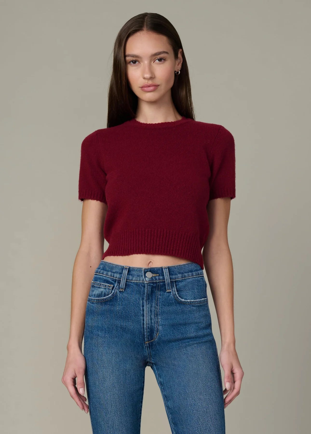 The Steph Shrunken Sweater Tee - Syrah