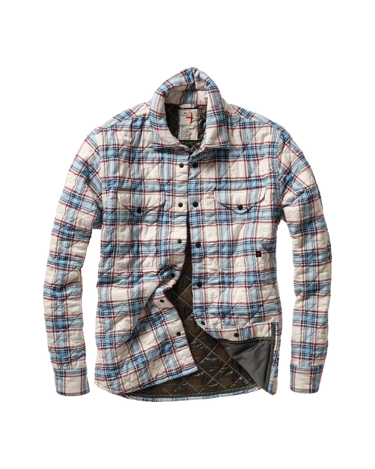 Quilted Flannel Shirt Jacket - White Multi