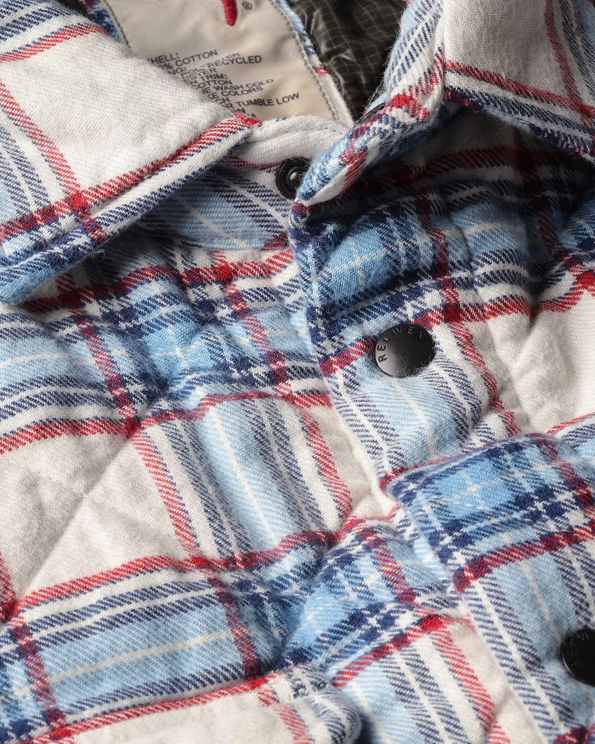 Quilted Flannel Shirt Jacket - White Multi