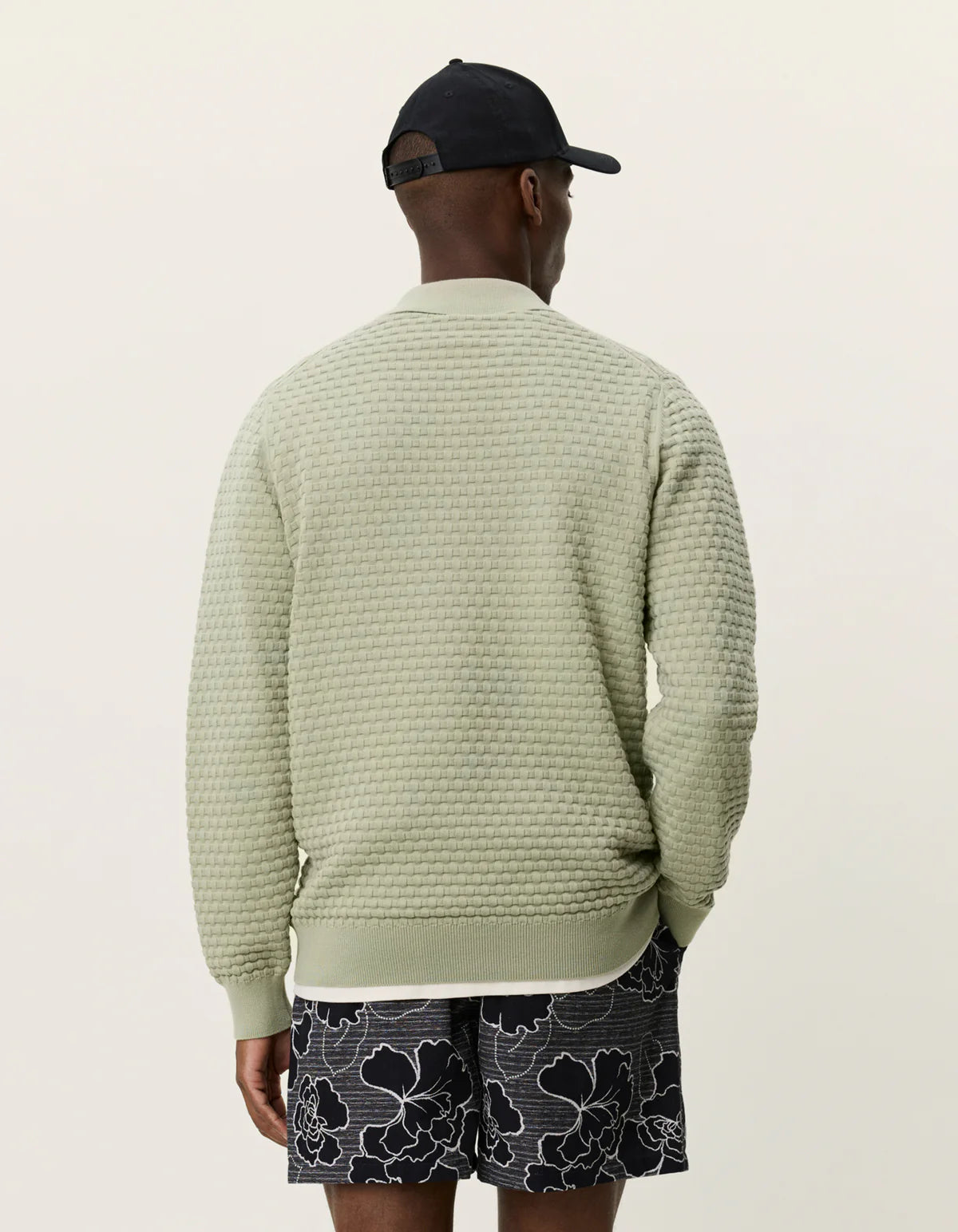 Billy Weave Knitted LS Polo - Tea Green