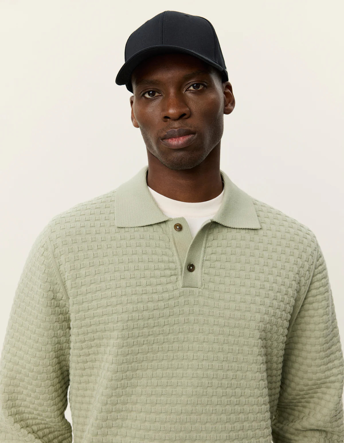 Billy Weave Knitted LS Polo - Tea Green