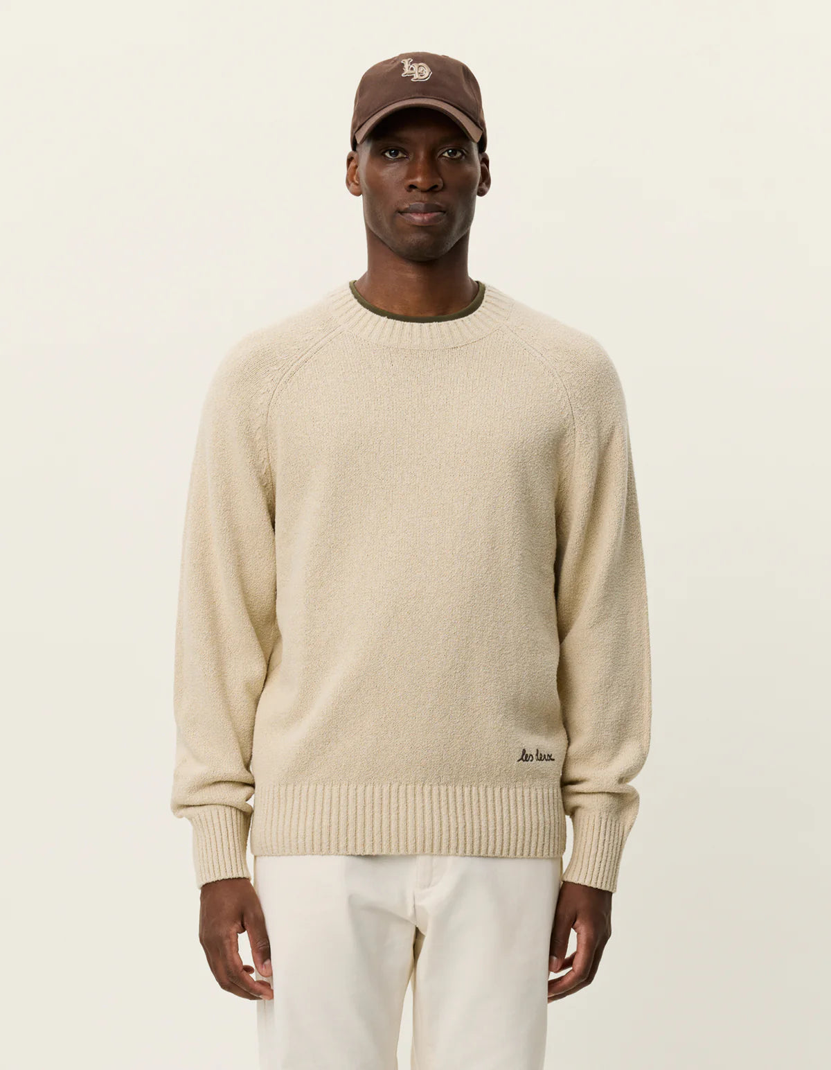 Brad Roundneck Knit - Oyster Gray White