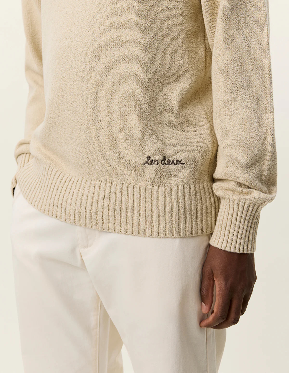 Brad Roundneck Knit - Oyster Gray White
