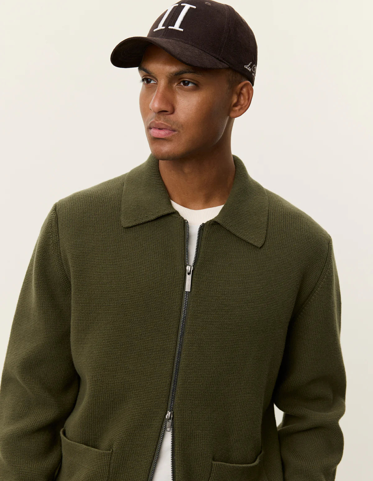 Fischer Cotton Milano Zip Overshirt - Olive Night