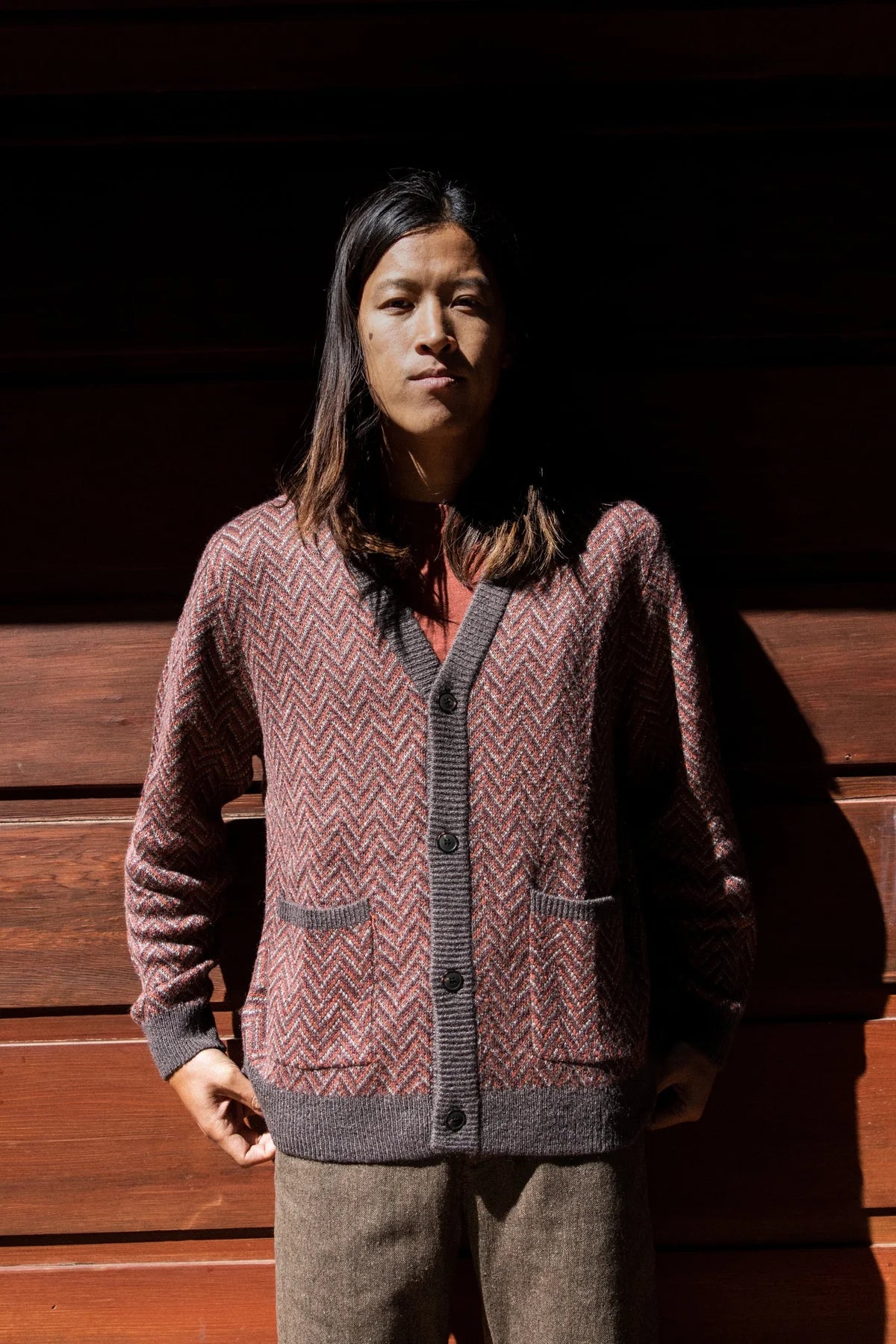 Mohair Herringbone Cardigan Fore & Wharf