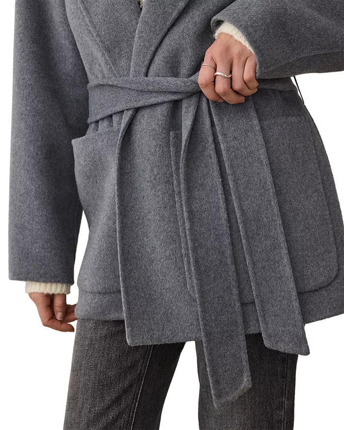 Colette Belted Wool Coat - Medium Grey Heather