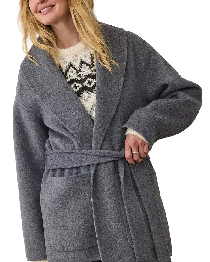 Colette Belted Wool Coat - Medium Grey Heather