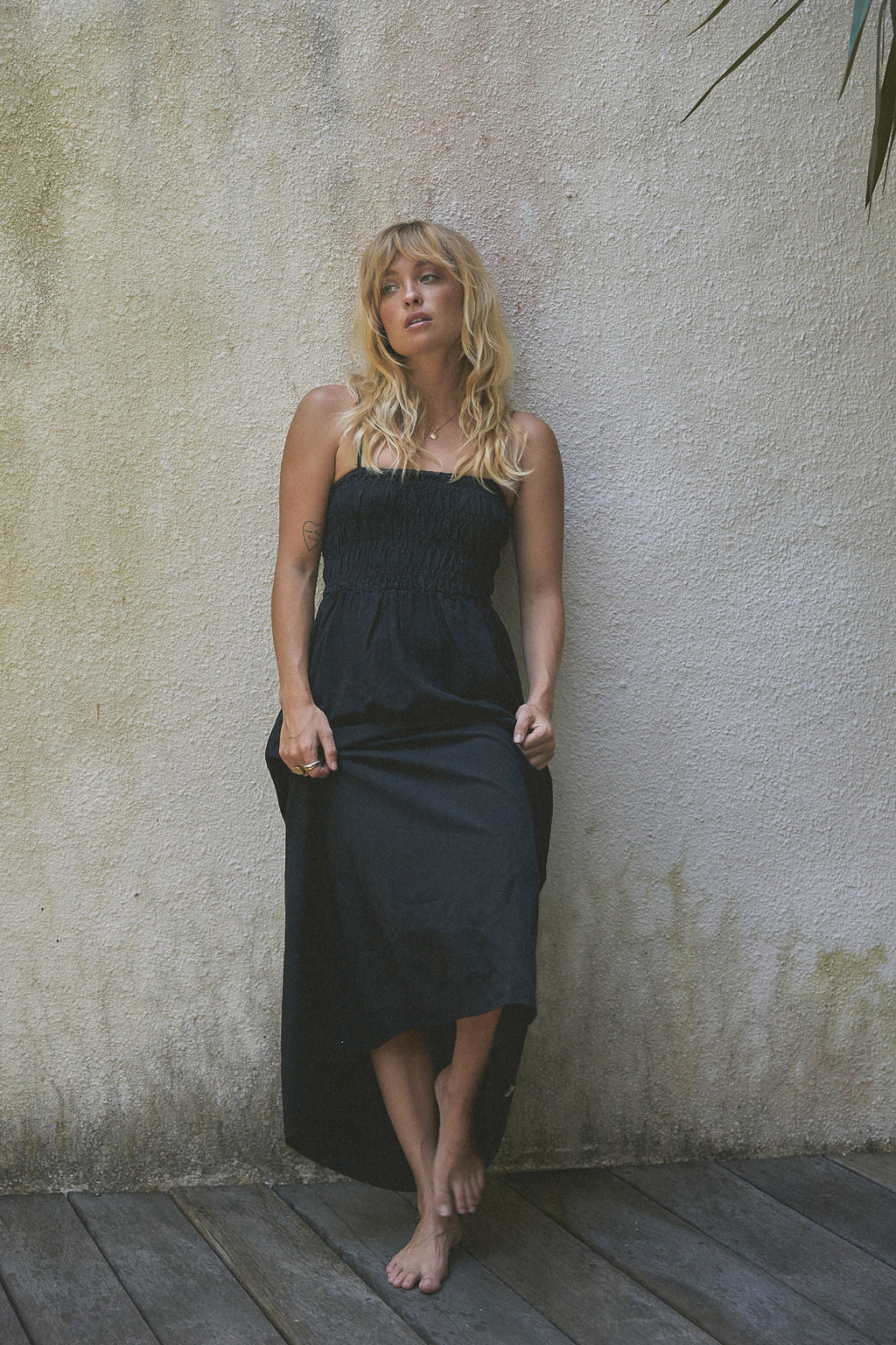 Classic Shirred Midi Dress