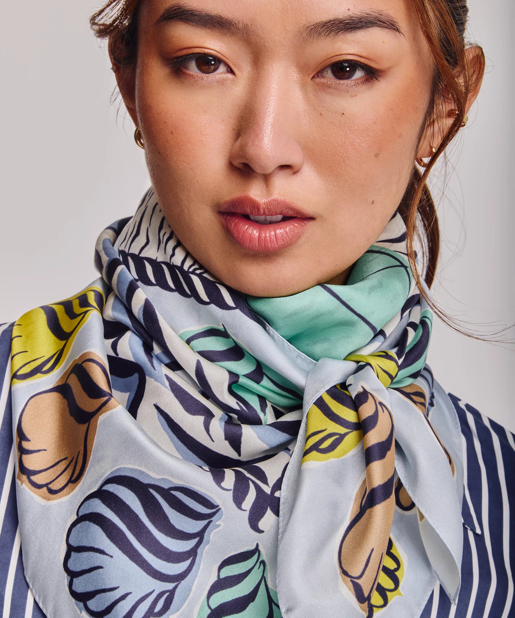 Sail Away 35" Silk Square Scarf - Chambray