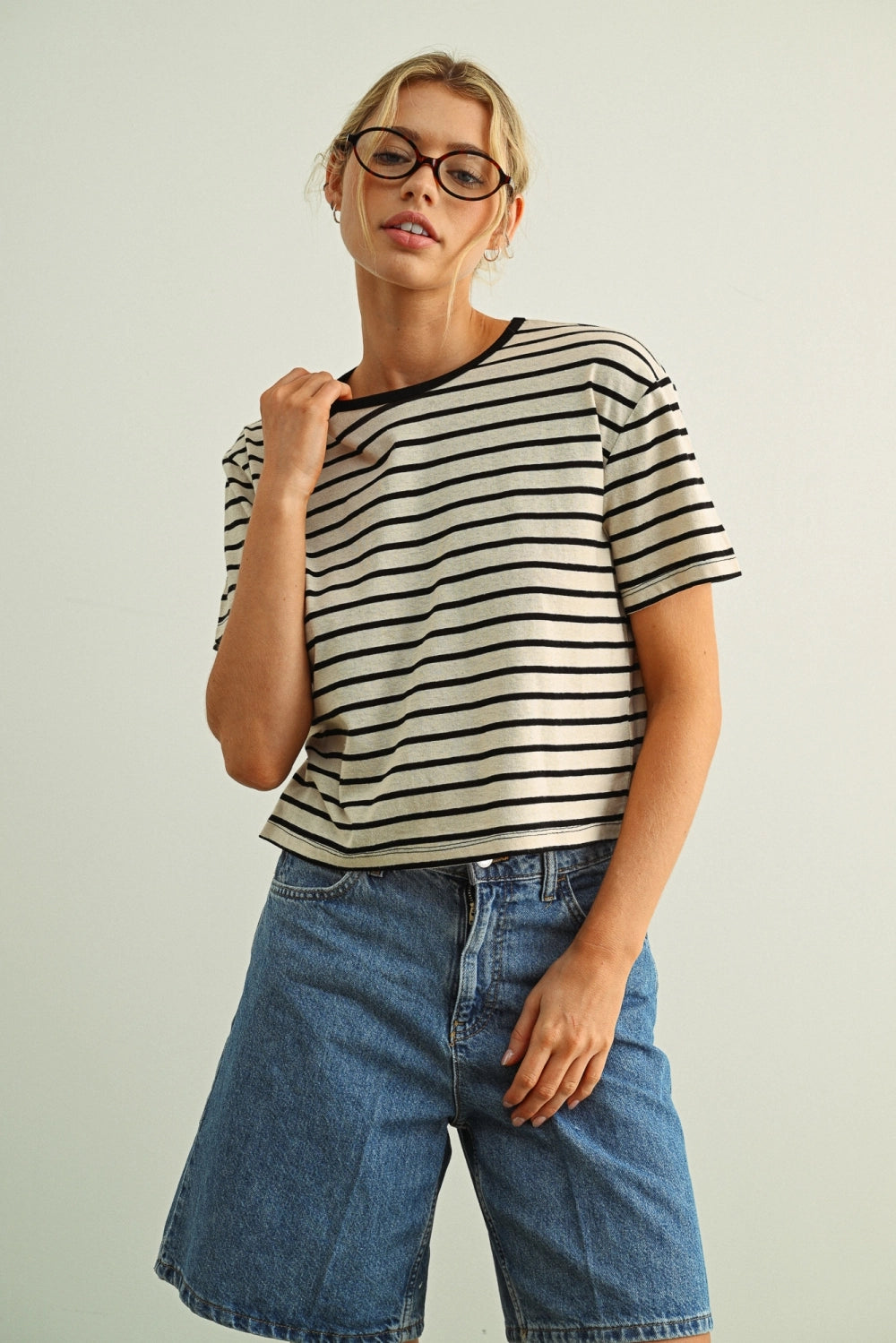 Striped Ringer Tee - Black
