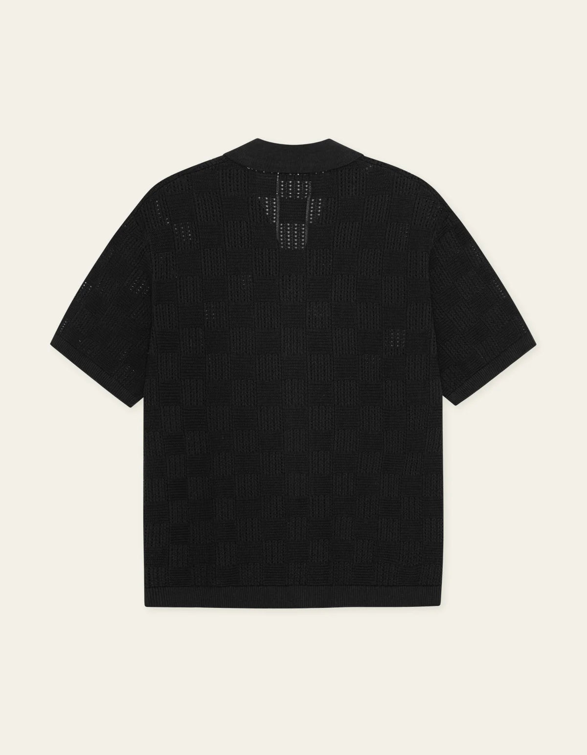 Square Knitted Short Sleeve Shirt - Black