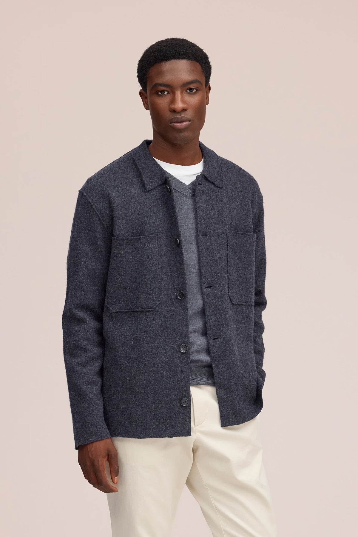 Jonas Boiled Merino Overshirt - Antracite Grey Melange