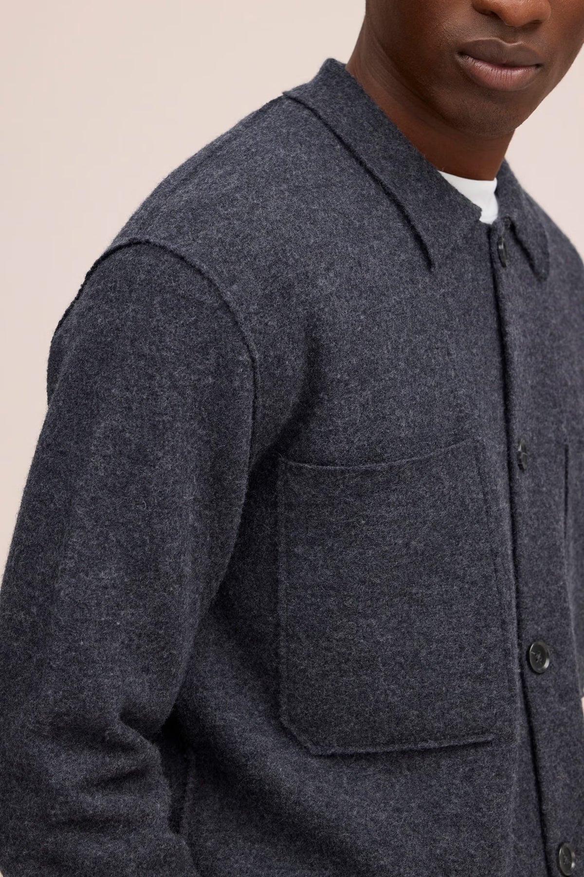 Jonas Boiled Merino Overshirt - Antracite Grey Melange