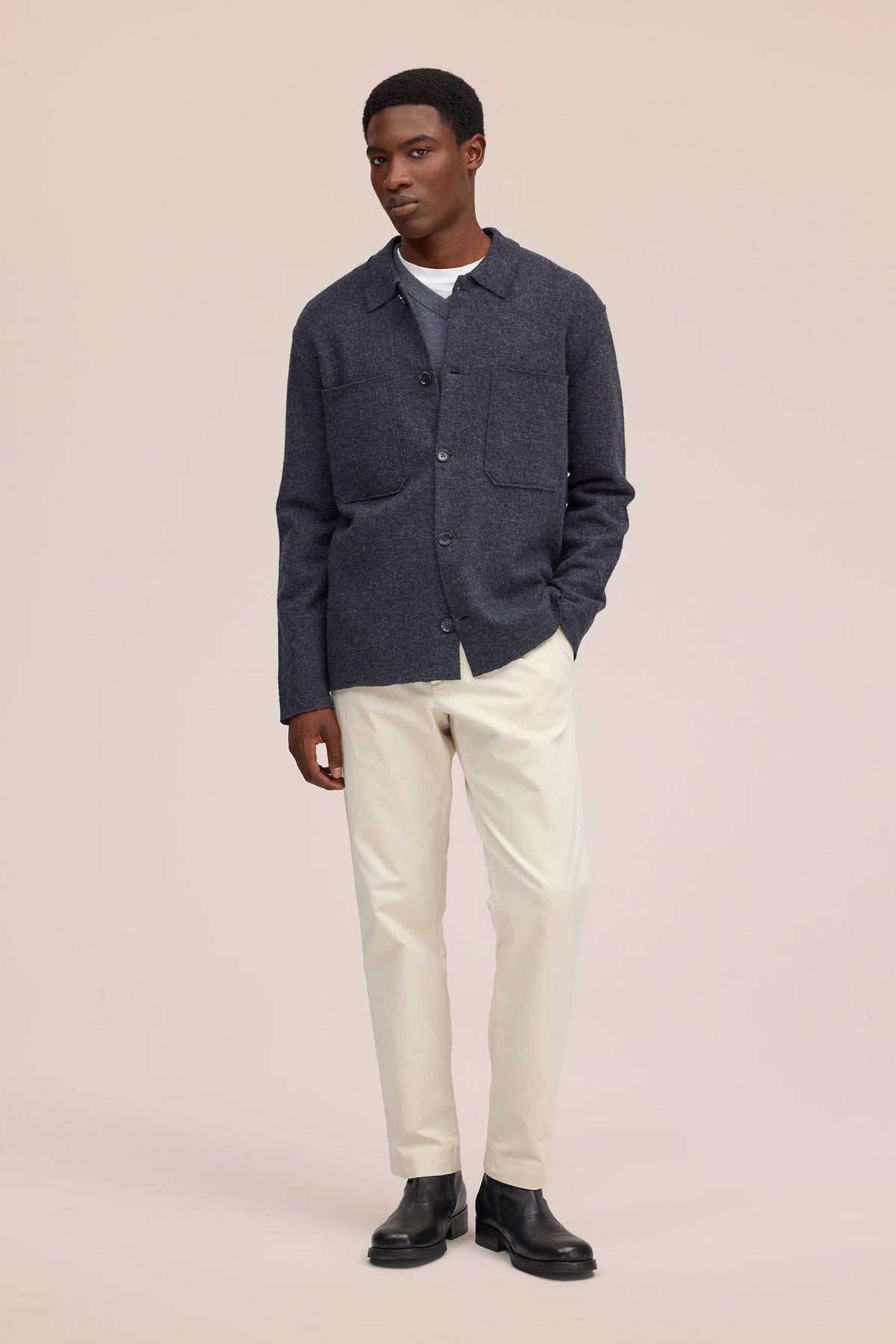 Jonas Boiled Merino Overshirt - Antracite Grey Melange