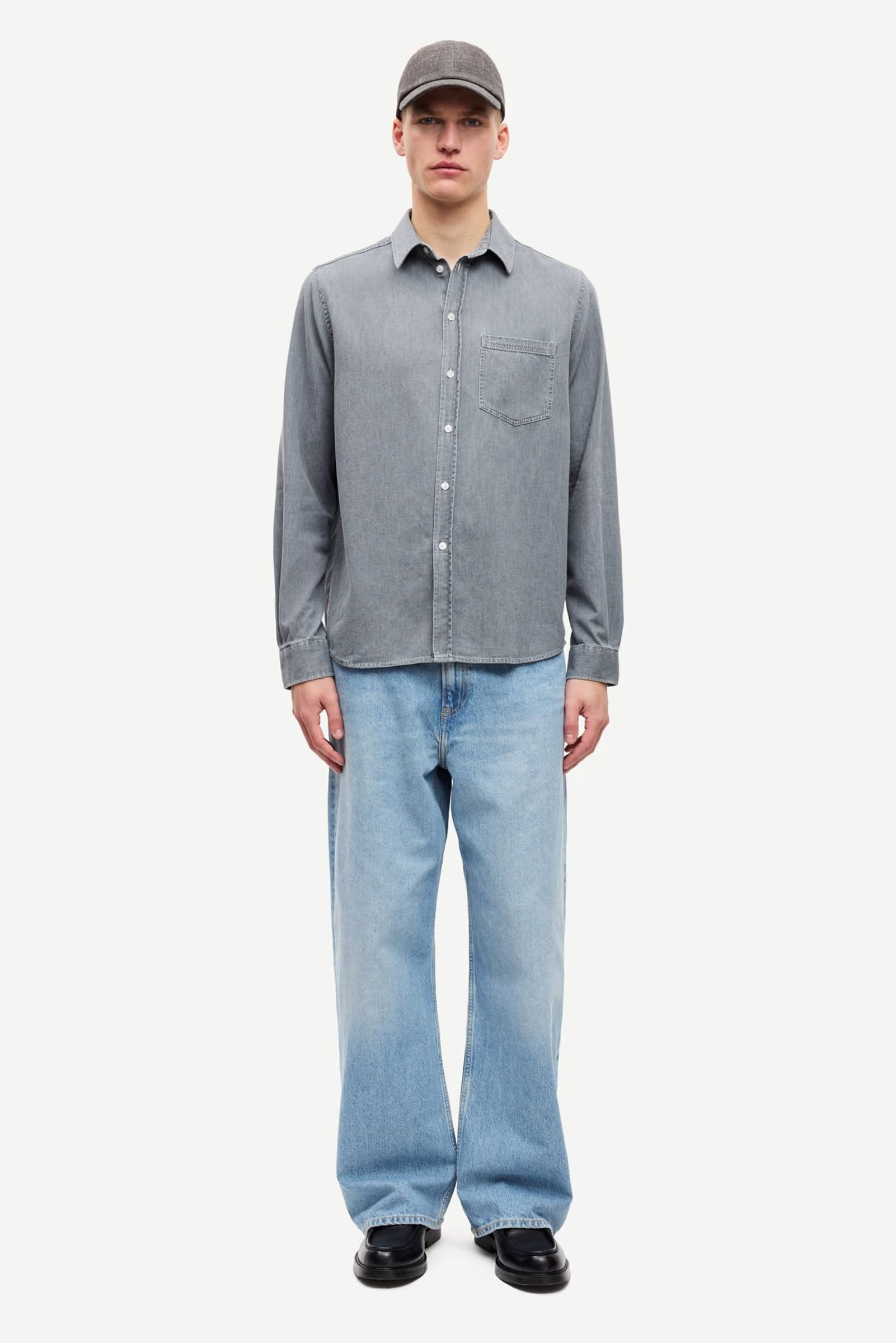 Saryan P Shirt 15248 - Light Grey Chambray