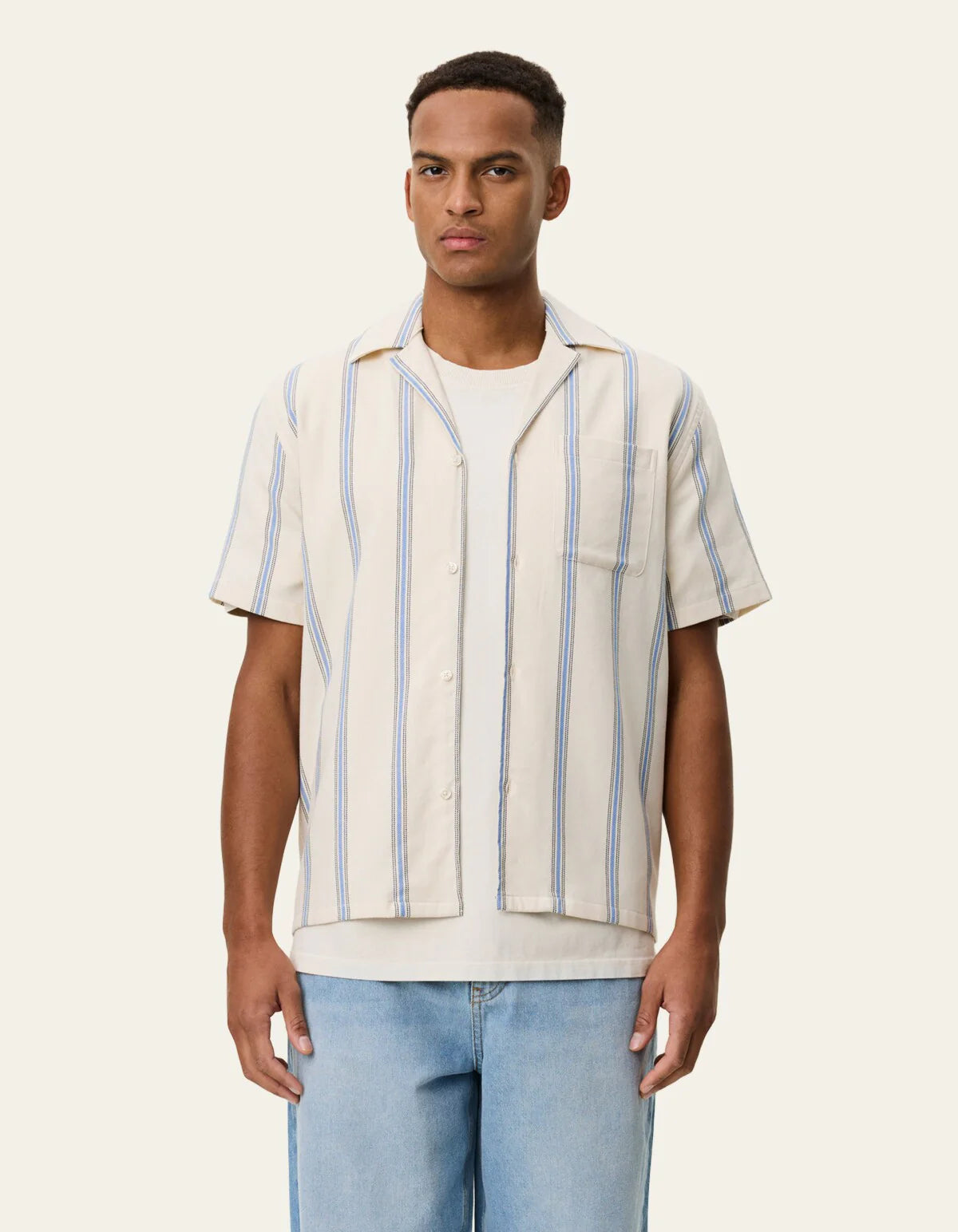 Lawson Stripe SS Shirt - Eggnog White